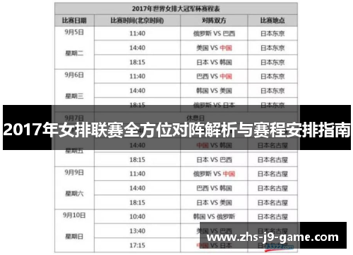 2017年女排联赛全方位对阵解析与赛程安排指南 2017年女排联赛全方位对阵解析与赛程安排指南