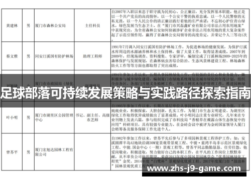 足球部落可持续发展策略与实践路径探索指南 足球部落可持续发展策略与实践路径探索指南